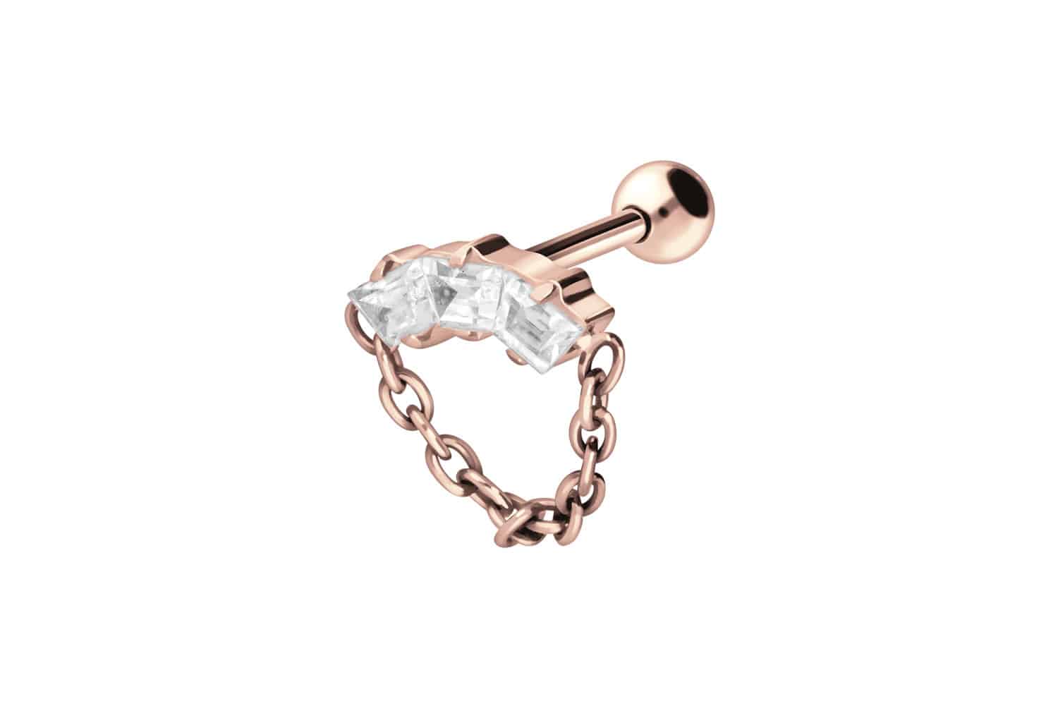 Titan Ohrpiercing KRISTALLBOGEN + KETTE